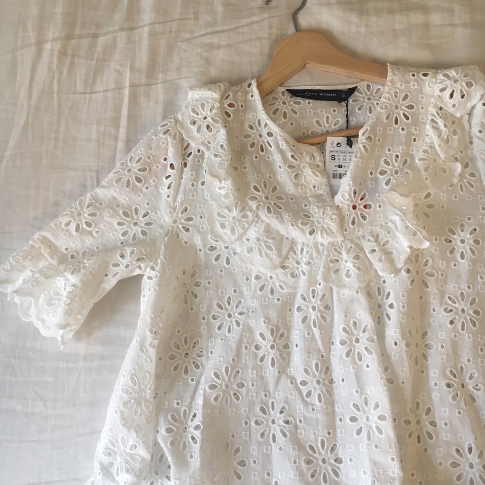 ZARA White Crochet Top